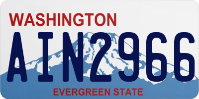 WA license plate AIN2966