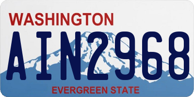 WA license plate AIN2968