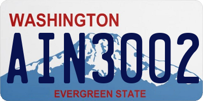 WA license plate AIN3002