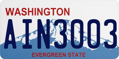 WA license plate AIN3003
