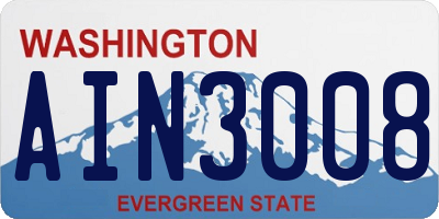 WA license plate AIN3008