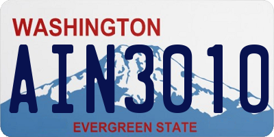 WA license plate AIN3010