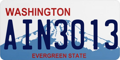 WA license plate AIN3013