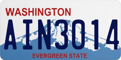 WA license plate AIN3014