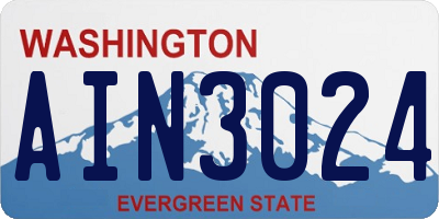 WA license plate AIN3024