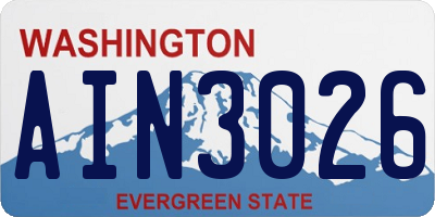 WA license plate AIN3026