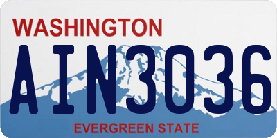 WA license plate AIN3036