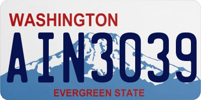 WA license plate AIN3039