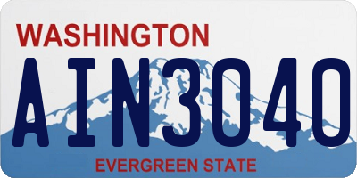 WA license plate AIN3040