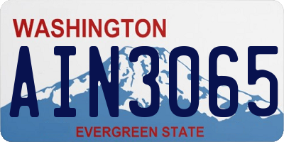 WA license plate AIN3065