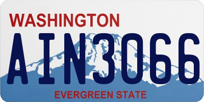 WA license plate AIN3066