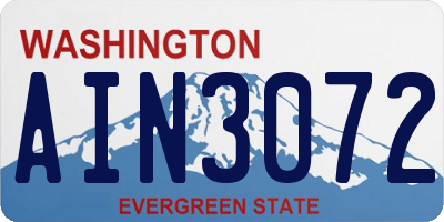 WA license plate AIN3072