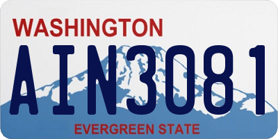 WA license plate AIN3081