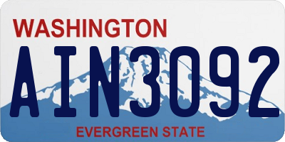 WA license plate AIN3092