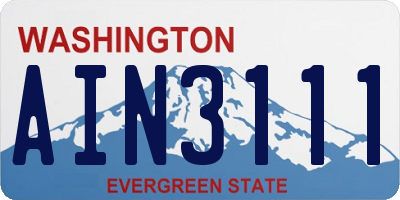 WA license plate AIN3111