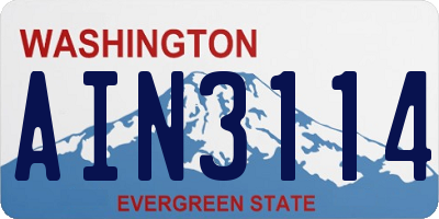 WA license plate AIN3114