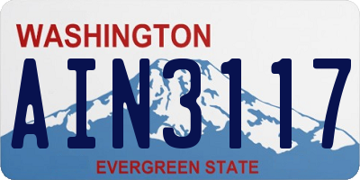 WA license plate AIN3117