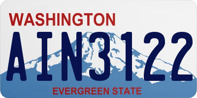 WA license plate AIN3122