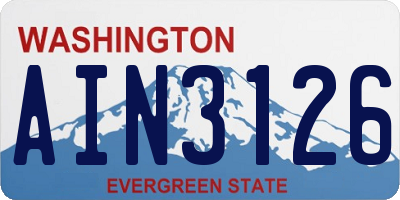 WA license plate AIN3126