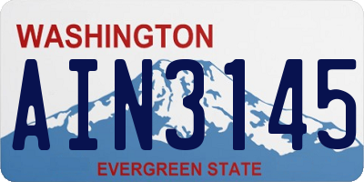 WA license plate AIN3145