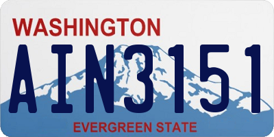 WA license plate AIN3151