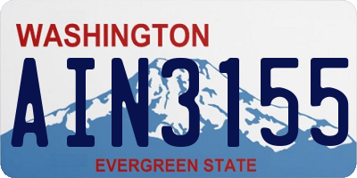 WA license plate AIN3155