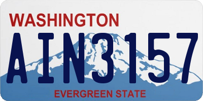 WA license plate AIN3157