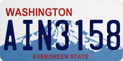 WA license plate AIN3158