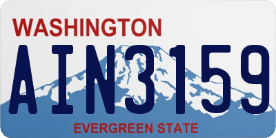 WA license plate AIN3159