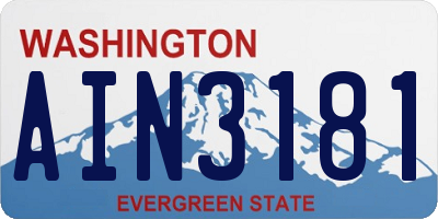 WA license plate AIN3181