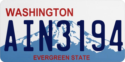 WA license plate AIN3194