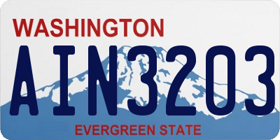 WA license plate AIN3203