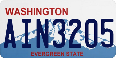 WA license plate AIN3205