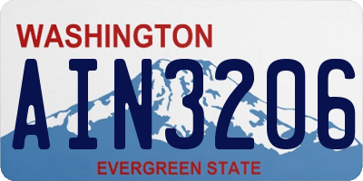 WA license plate AIN3206