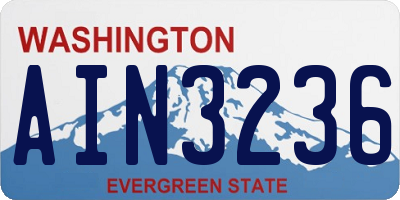 WA license plate AIN3236