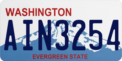 WA license plate AIN3254