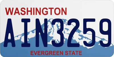 WA license plate AIN3259