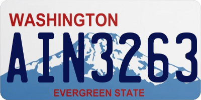 WA license plate AIN3263