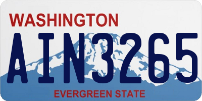 WA license plate AIN3265
