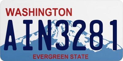 WA license plate AIN3281