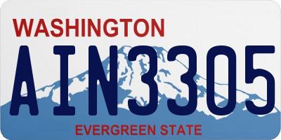 WA license plate AIN3305