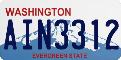 WA license plate AIN3312