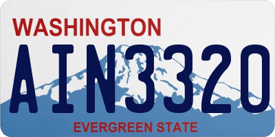 WA license plate AIN3320
