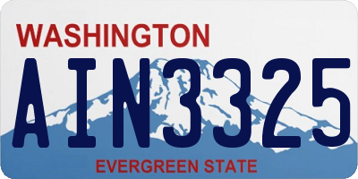 WA license plate AIN3325