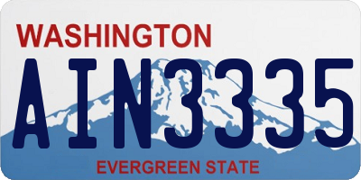 WA license plate AIN3335