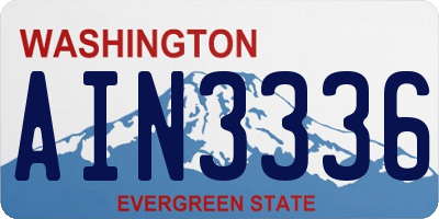 WA license plate AIN3336