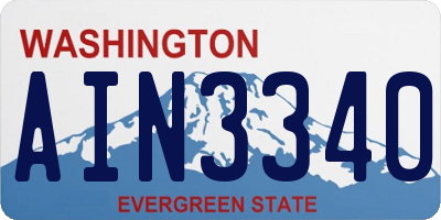 WA license plate AIN3340