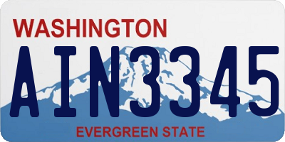 WA license plate AIN3345