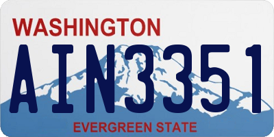 WA license plate AIN3351