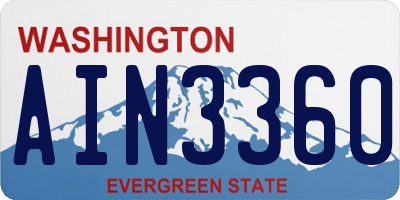 WA license plate AIN3360